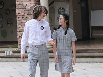 東方文化中式校服旗袍班服定做廠家套裝