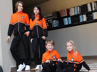 冬季運動中小學校服定做反光條新款拼色套裝