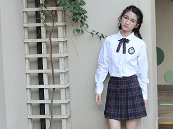 學院風校服設計襯衫長袖套裝